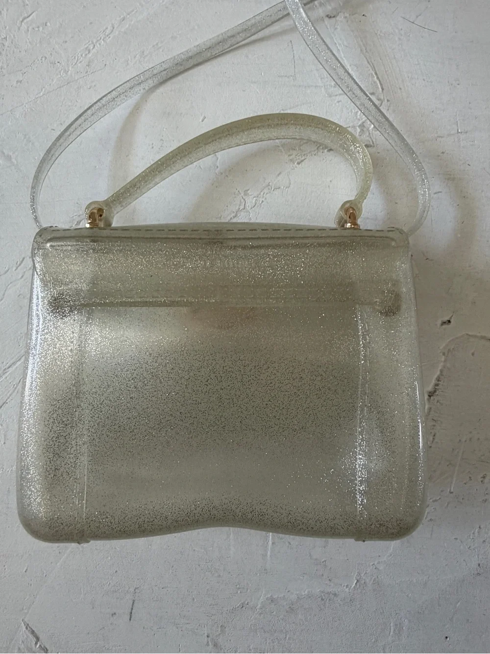 Furla Y2K Silver Glitter Rubber Mini Candy Crossbody Jelly Bag
